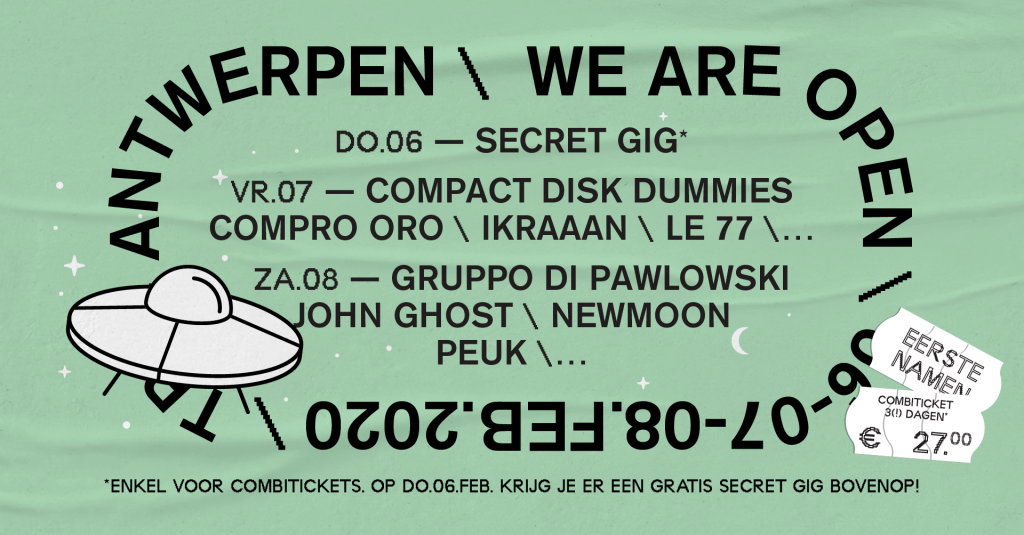 , EERSTE NAMEN VOOR WE ARE OPEN 2020!