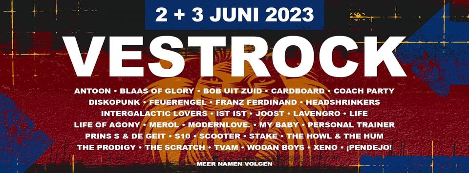 , VESTROCK kondigt 10 nieuwe namen aan: o.a. Life of Agony, Blaas of Glory, TVAM, Diskopunk, Personal Trainer en Wodan Boys!